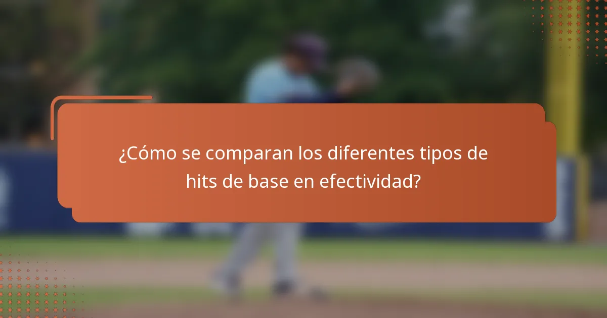 ¿Cómo se comparan los diferentes tipos de hits de base en efectividad?